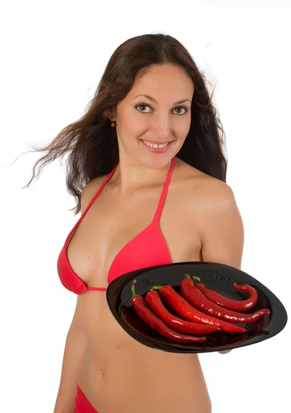 Ung sexig kvinna med cayenne. — Stockfoto