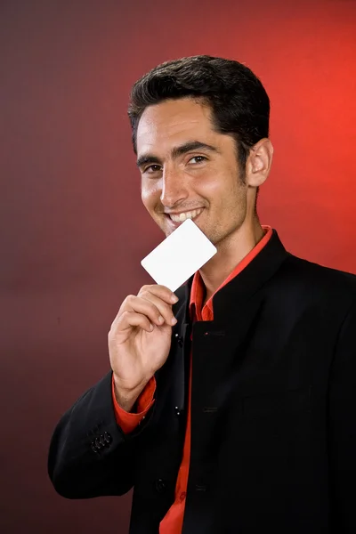 Businessman with plastic cards. — Stock Photo, Image