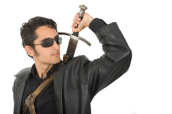 Yakışıklı adam kılıçla — Stok fotoğraf