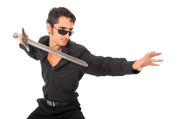Handsome man with sword — Stock Photo, Image