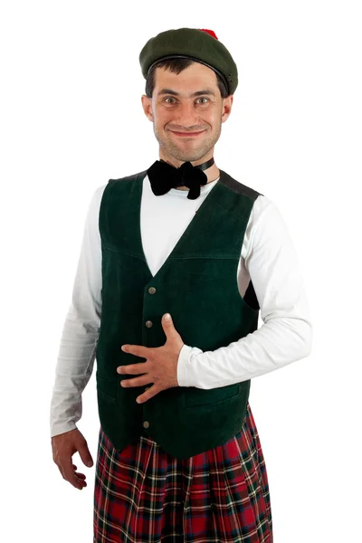 Expressieve man in Schotse kostuum. — Stockfoto