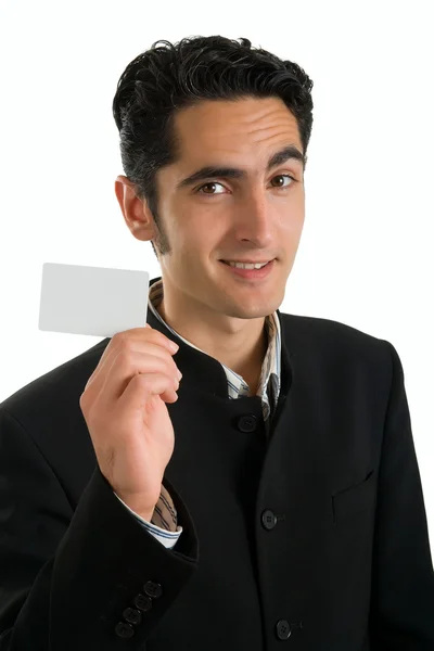 Empresário com cartão de plástico . — Fotografia de Stock