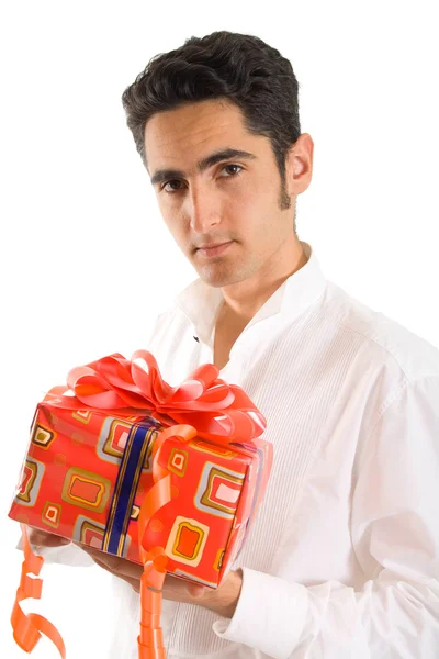 Glamour man with present — Stock Photo, Image