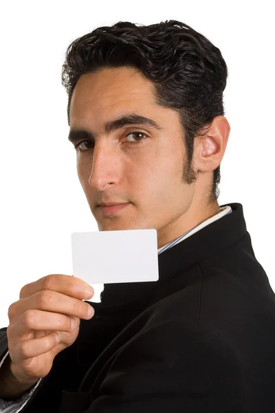 Geschäftsmann mit Plastikkarte. — Stockfoto