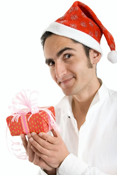 Людина Різдво з подарунком — 스톡 사진