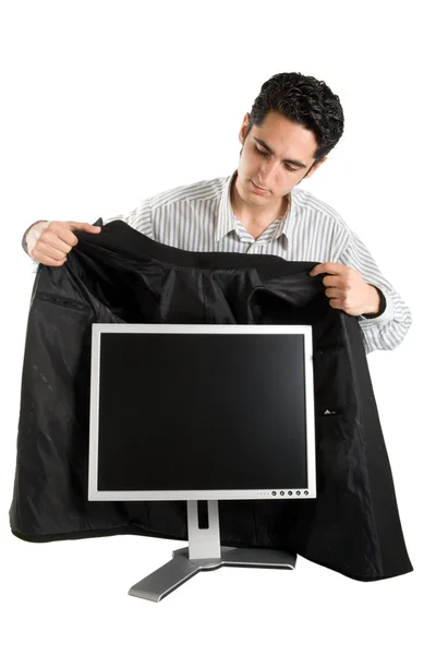 Úspěšný obchodník koupit monitor. — Stock fotografie