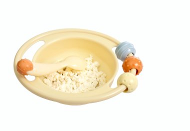 Children plate with cheese clipart