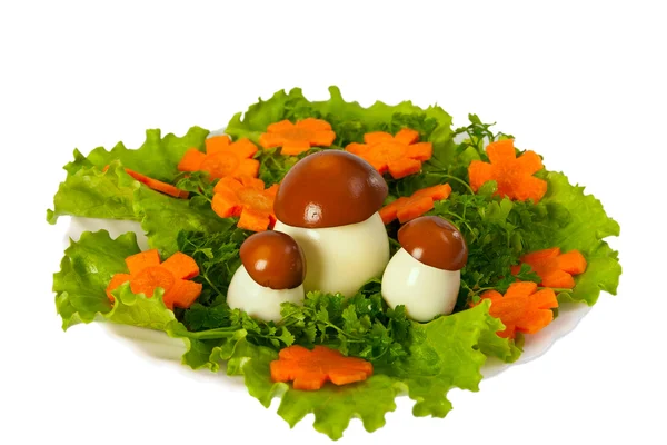 stock image Lettuce and carrot cutting with mushroom.