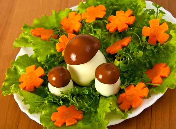 stock image Lettuce and carrot cutting with mushroom.