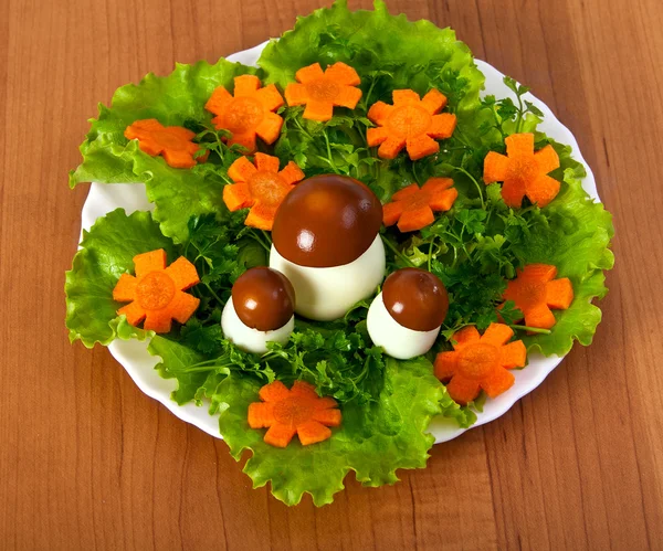 stock image Lettuce and carrot cutting with mushroom.