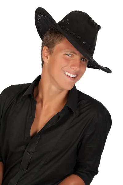 Porträtt av ung man med hatt. — Stockfoto