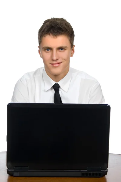 Успешный бизнесмен, работающий над ноутбуком . — стоковое фото