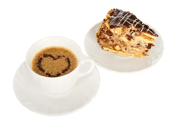 Tazza di caffè con torta di noci . — Foto Stock