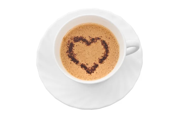 Tazza di caffè con cuore di cioccolato . — Foto Stock