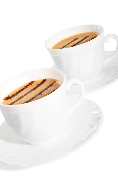 Xícaras de café com linhas de chocolate . — Fotografia de Stock