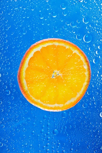 파란색 바탕에 오렌지 세그먼트 — 스톡 사진