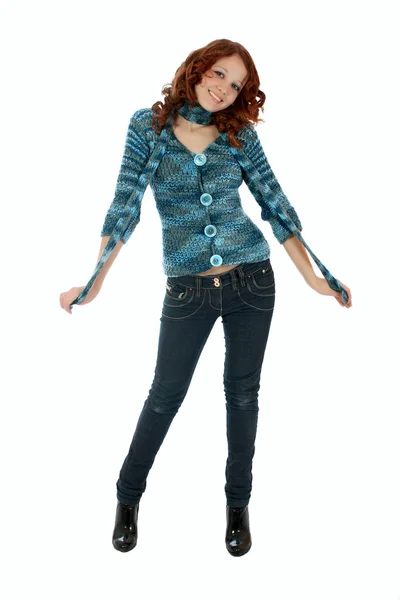 Sexy joven mujer en jeans . —  Fotos de Stock