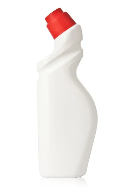 Biała plastikowa butelka. — Zdjęcie stockowe