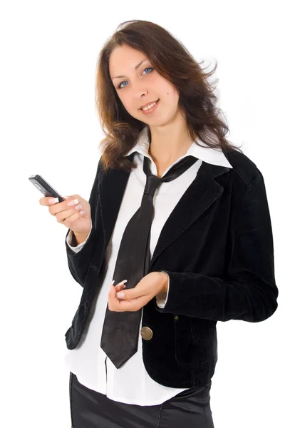 Красивая деловая женщина с мобильным телефоном . — стоковое фото