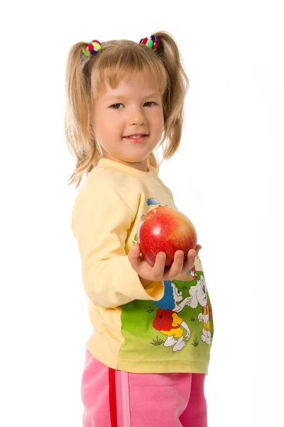 Petite fille à la pomme — Photo