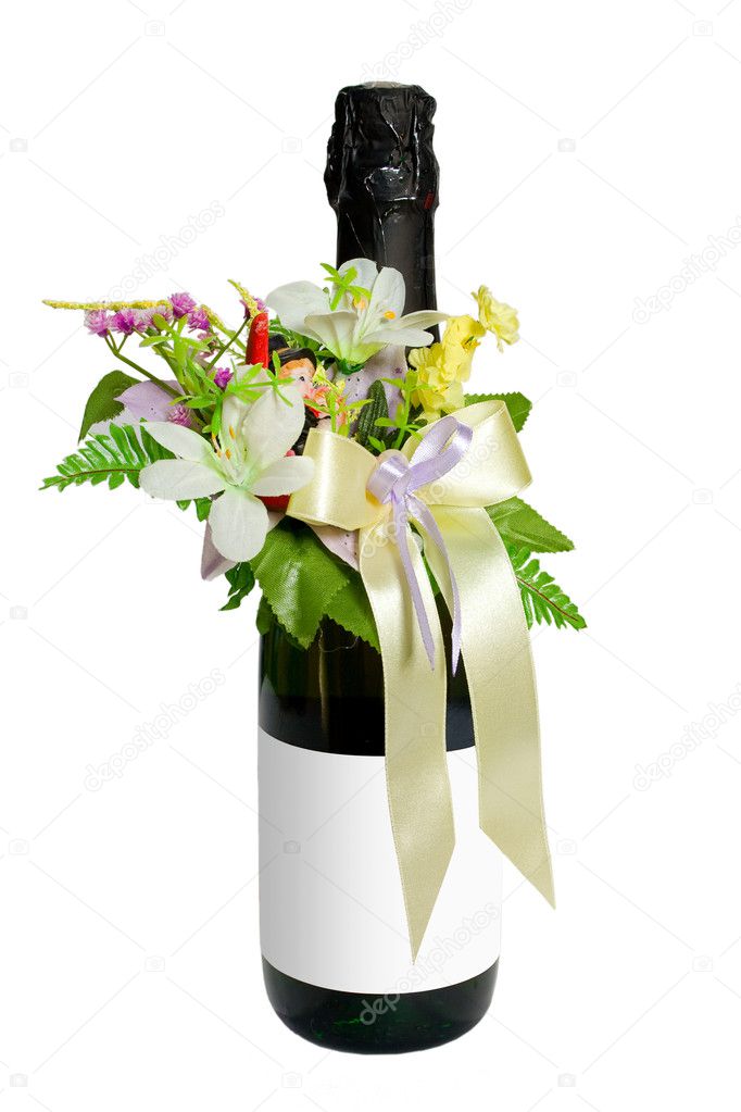 Wedding wine with flowers