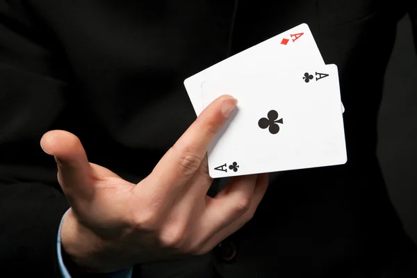 Cards in the hand. — Stock Photo, Image