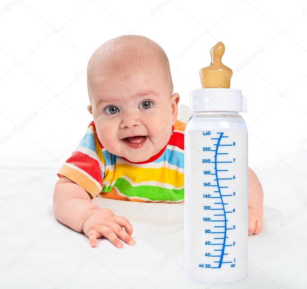 baby with milk bottle