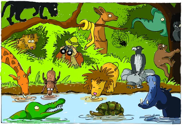 Μια πλήρη ζώων ζούγκλα — Διανυσματικό Αρχείο