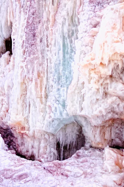 Frusna vintern vattenfall — Stockfoto