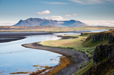 Beautiful mountain scenery by the sea at Hunafjordur, Iceland clipart