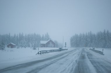 Road in snow storm clipart