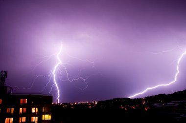 Thunderstorm over the town clipart