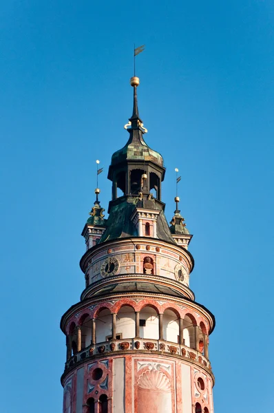 Ingericht kasteeltoren in cesky krumlov, Tsjechië. UNESCO — Stockfoto