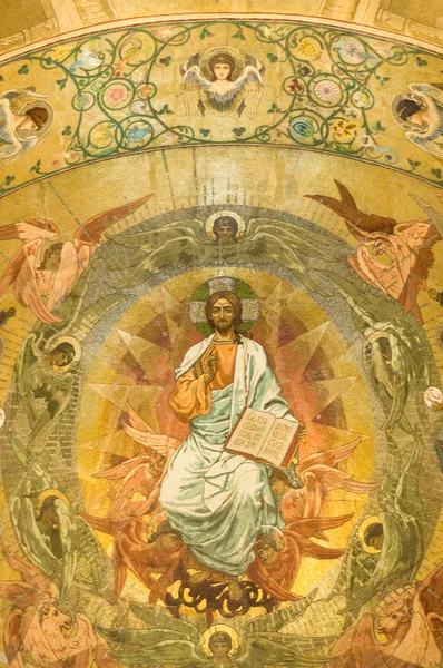 Gyönyörű freskó, Jézus — Stock Fotó