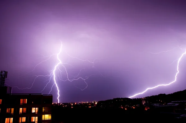 Thunderstorm over the town — Stock Photo, Image