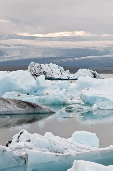 İzlanda - küresel ısınmanın etkisi Arctic buzul Gölü Stok Resim