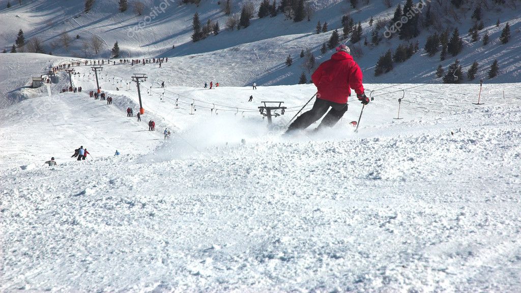 Skier skiing away