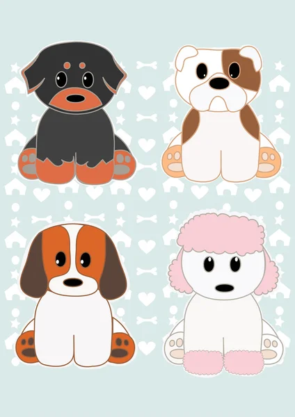 Cute puppies 2 set — Stok Vektör