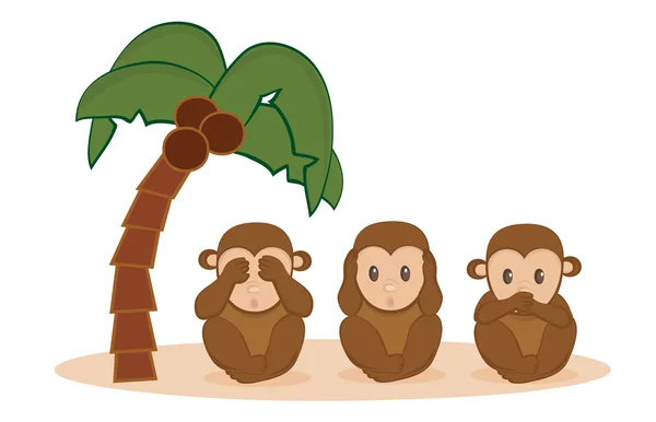 三个小猴子 — 图库矢量图片