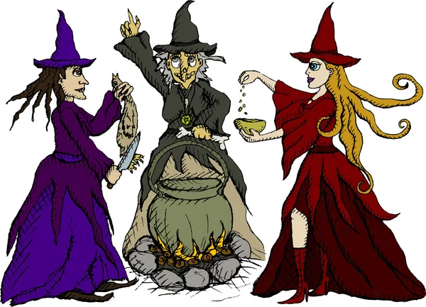 Three witches — Stock Vector