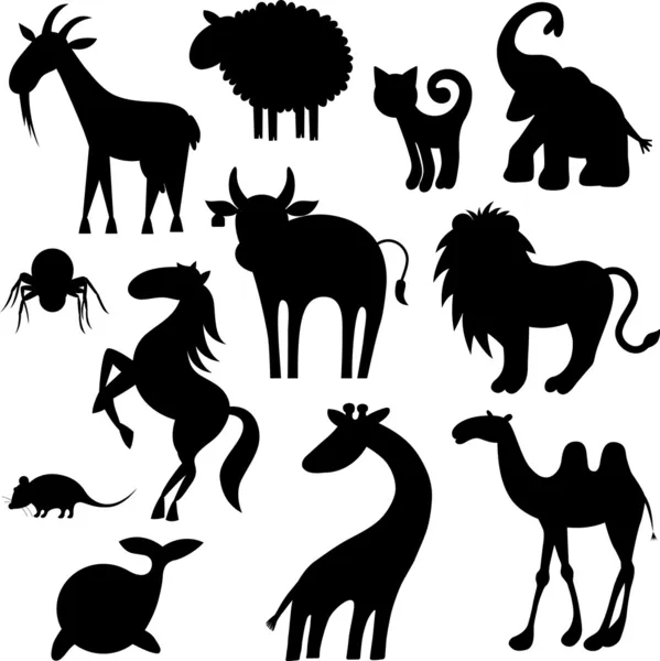 Силуэты животных — стоковый вектор