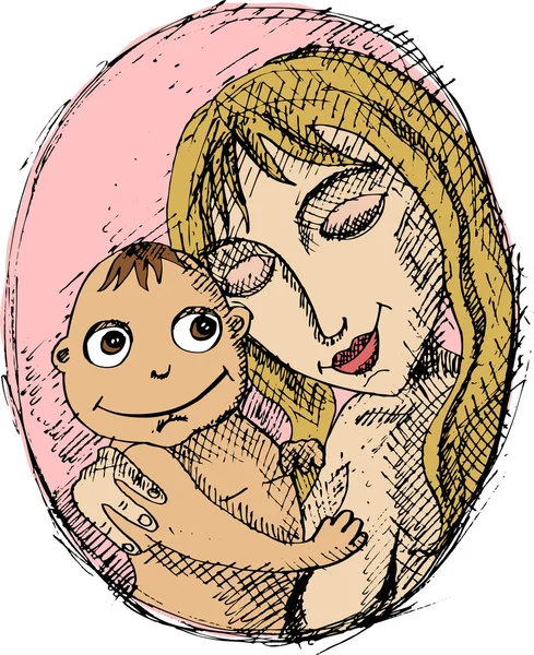 赤ちゃんと母親 — ストックベクタ