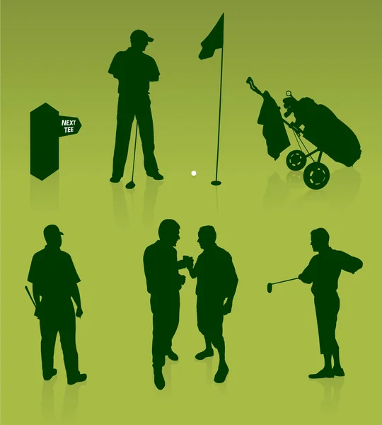 Siluetas de golf — Archivo Imágenes Vectoriales