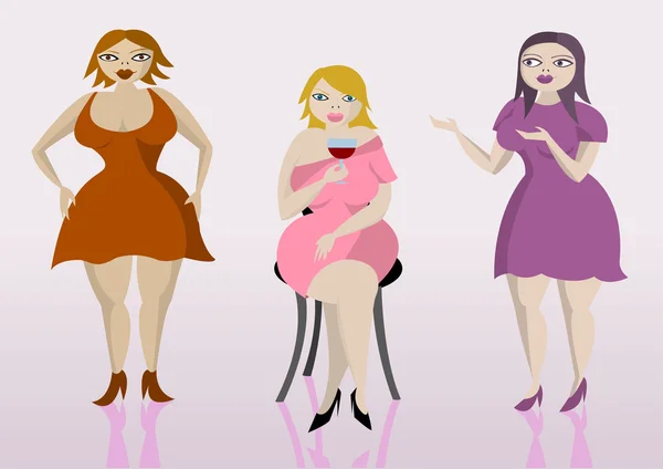 Τρεις γηραιές υπέρβαρες κυρίες — Διανυσματικό Αρχείο