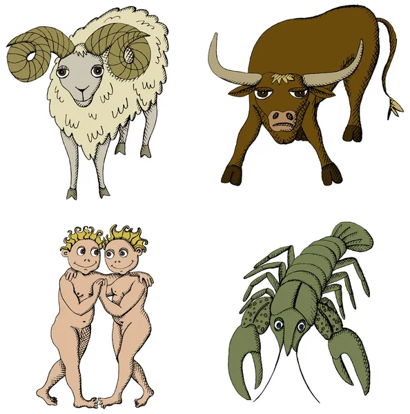 Zodiac Signs - 1st period — Stock Vector