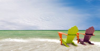 Miami Florida colorful panorama summer scene clipart