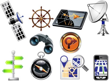 GPS and Navigation Icons clipart