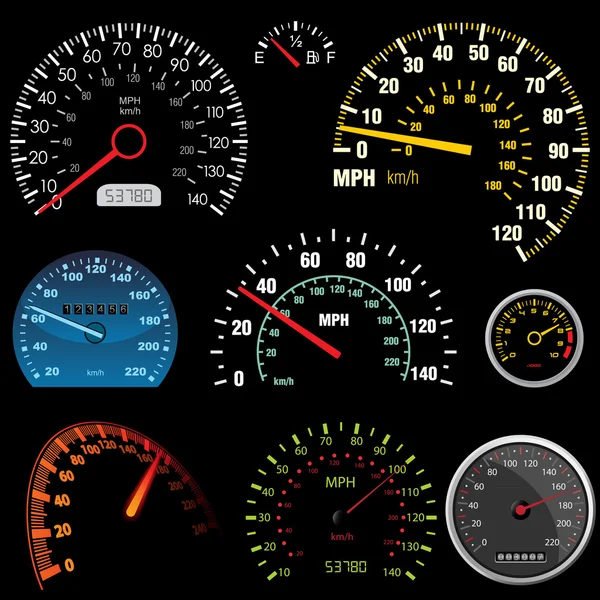 Set of car speedometers — Stock Vector