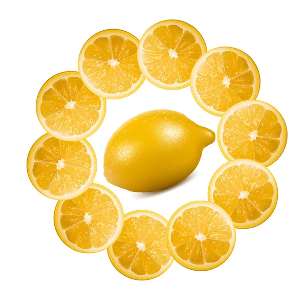 Dilimlenmiş limon — Stok Vektör