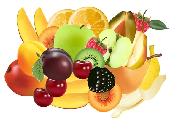 Variedade de frutos exóticos — Vetor de Stock